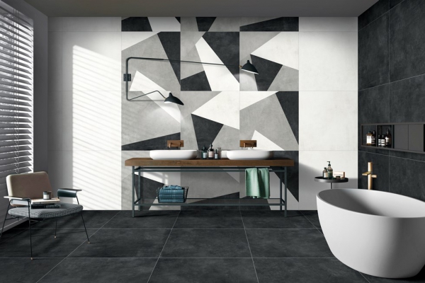 Glazed Porcelain Tiles Concrete Look work ardesia and work inserto edge