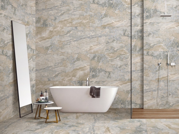 Glazed Porcelain Tiles Marble Look breccia azul