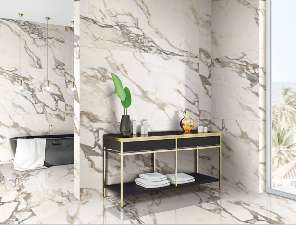 Glazed Porcelain Tiles Marble Look calacatta bronze grande