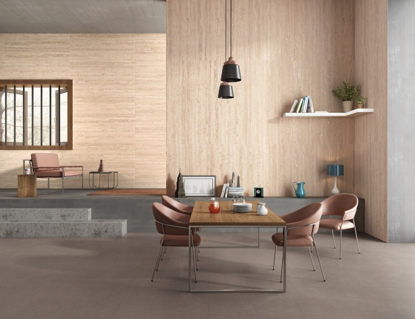 Glazed Porcelain Tiles Marble Look carved bone travertino grande