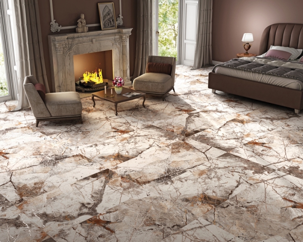 Glazed Porcelain Tiles Marble Look carved invisible gold grande