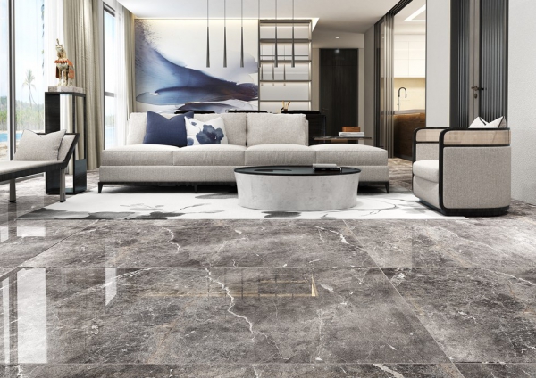 Glazed Porcelain Tiles Marble Look claros grey grande