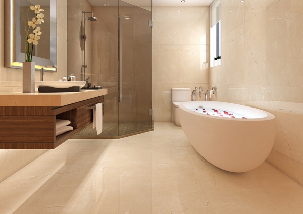 Glazed Porcelain Tiles Marble Look crema marfil grande