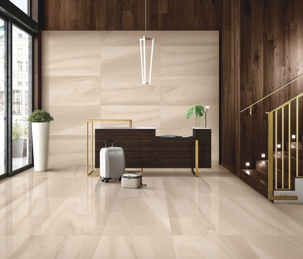 Glazed Porcelain Tiles Marble Look dazzle urbano crema grande