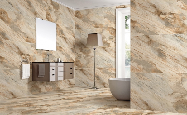 Glazed Porcelain Tiles Marble Look fossil crema grande