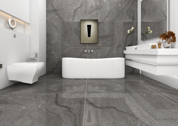Glazed Porcelain Tiles Marble Look highstone grey grande