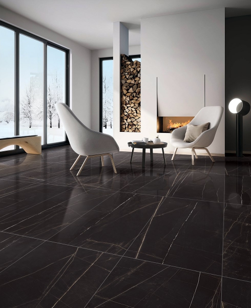 Glazed Porcelain Tiles Marble Look marvel black