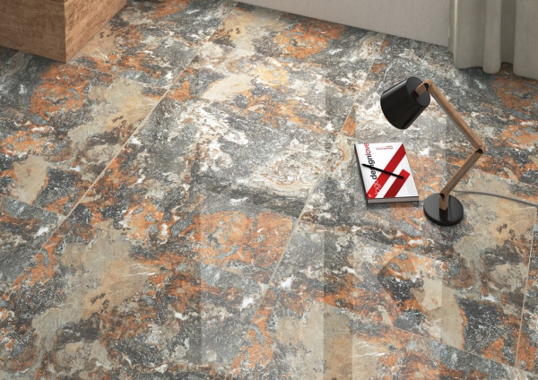 Glazed Porcelain Tiles Marble Look mountain nero