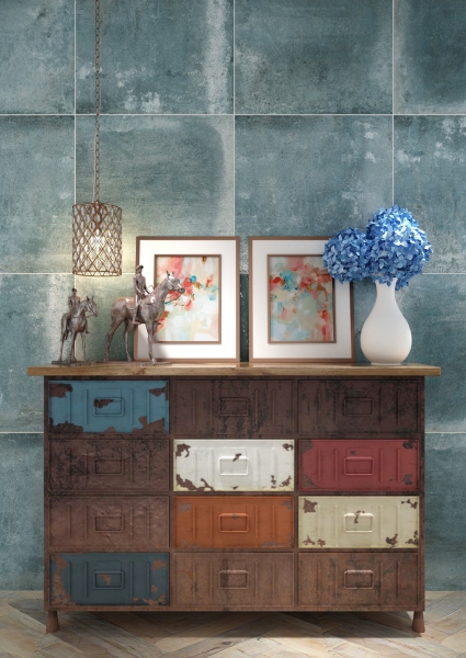 Glazed Porcelain Tiles Marble Look noa blue