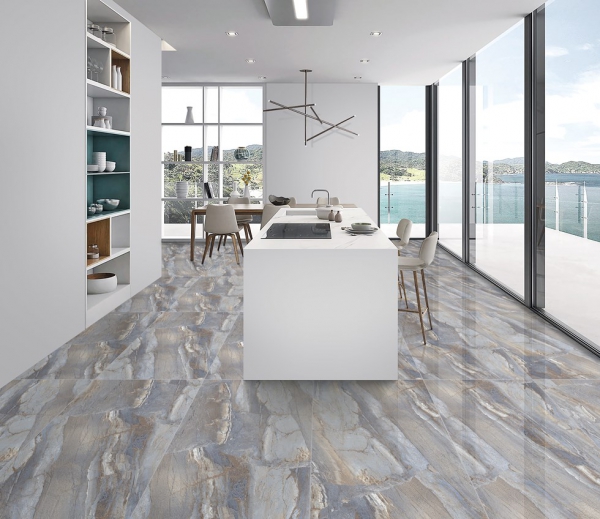 Glazed Porcelain Tiles Marble Look onxy ocean