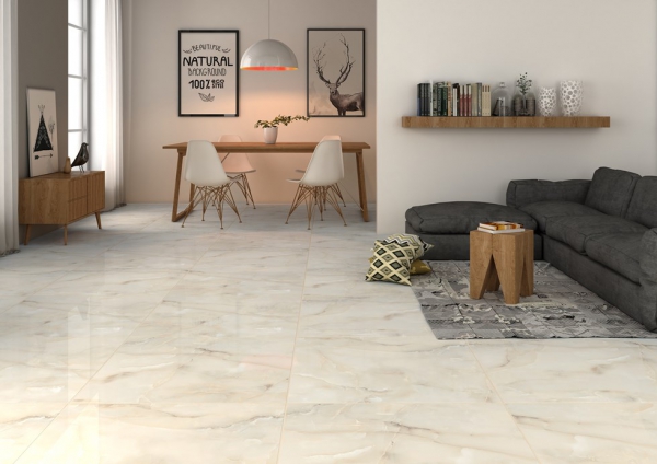 Glazed Porcelain Tiles Marble Look onyx crema
