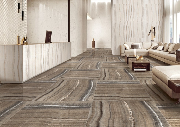 Glazed Porcelain Tiles Marble Look onyx earth + onyx jupiter