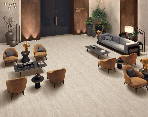 Glazed Porcelain Tiles Marble Look river travertino grande