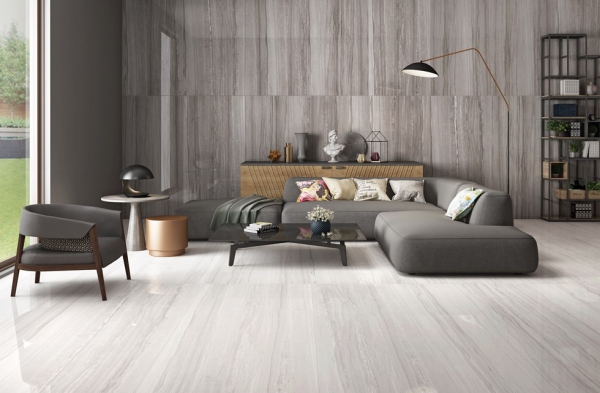 Glazed Porcelain Tiles Marble Look serpeggiante grey grande