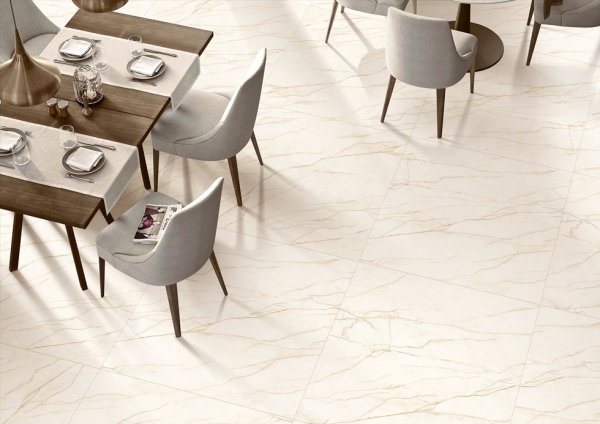 Glazed Porcelain Tiles Marble Look skyline crema