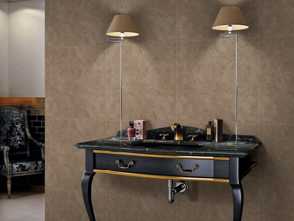 Glazed Porcelain Tiles Marble Look sparkle mocha