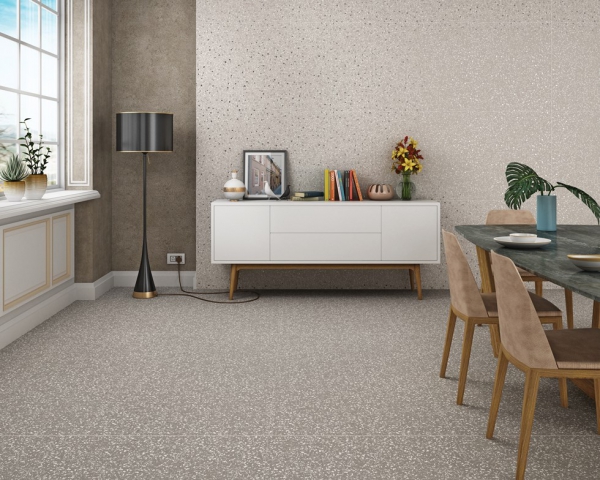 Glazed Porcelain Tiles Marble Look terrazo ash and grey grande