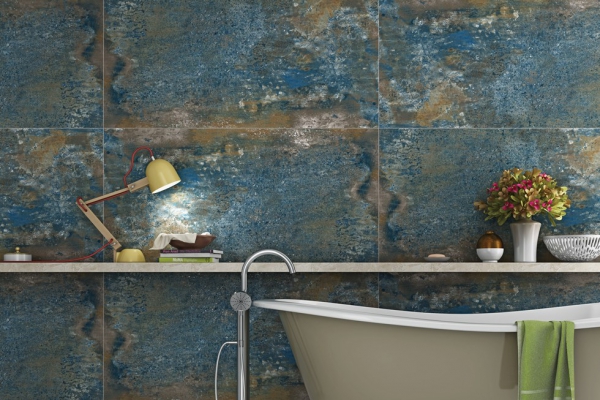 Glazed Porcelain Tiles Metal Look blue mountain grande