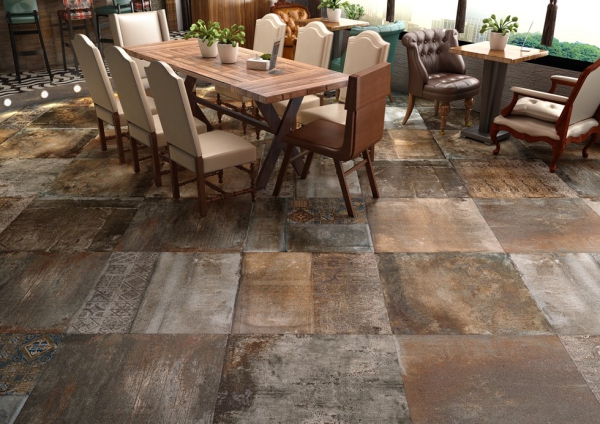 Glazed Porcelain Tiles Metal Look rainbow stone