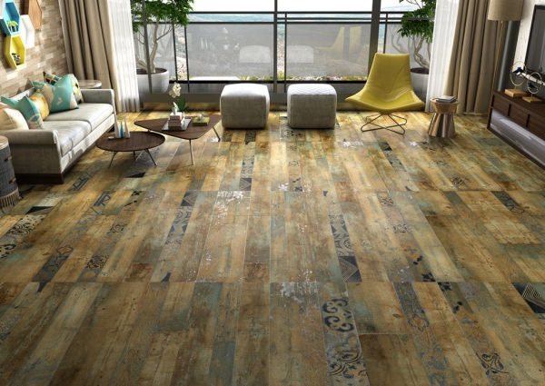 Glazed Porcelain Tiles Metal Look taboo wood gold