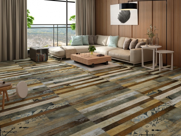 Glazed Porcelain Tiles Metal Look vintage wood decor grande