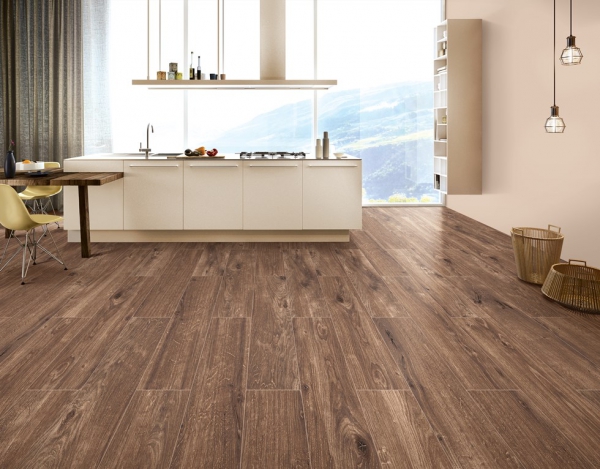 Glazed Porcelain Tiles Wood Look bocote dark brown