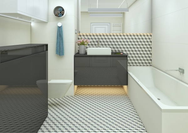 Mosaic Tile  3d hexa   bianco matt